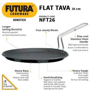 Hawkins Futura 26cm Non-Stick Flat Tava with Stainless Steel Handle