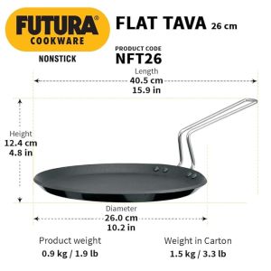 Hawkins Futura 26cm Non-Stick Flat Tava with Stainless Steel Handle