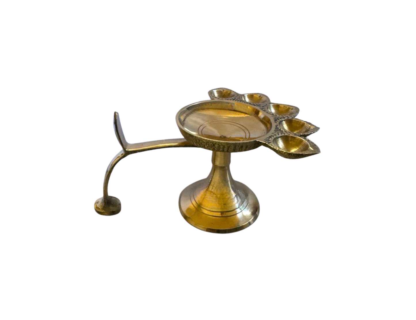 Brass Panchmukhi Aarti Diya Oil Lamp Hindu Pooja Mandir Worship Lamp 9.5cm x 6cm