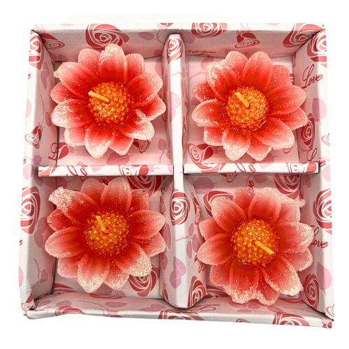 set of 4 Beautiful Flower Shape Peach Candles