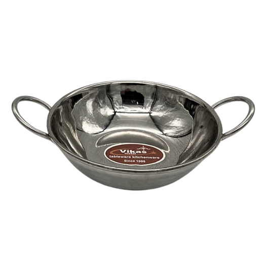 Medium Stainless Steel Serving Dish With Plain Handle - Hamered