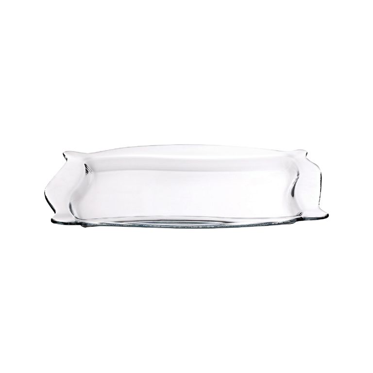 Rectangular Glass Serving Tray 34x22cm Clear Platter for Cakes Snacks Fruits