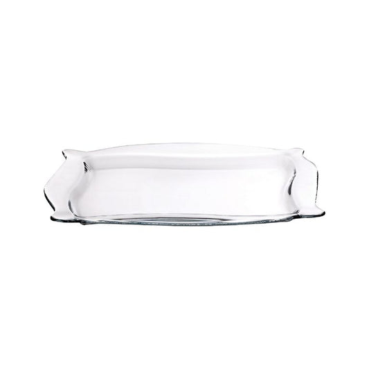 Rectangular Glass Serving Tray 34x22cm Clear Platter for Cakes Snacks Fruits