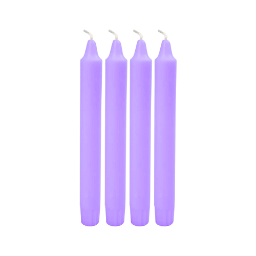 set of 4 Traditional and classic shape Taper Candles Lavender