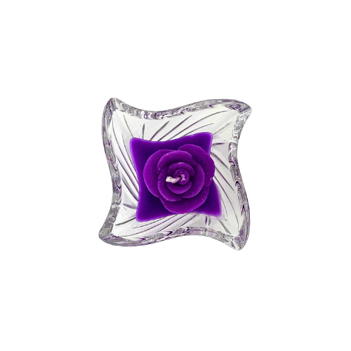 Tealight Glass Square shape scented candle Purple rose