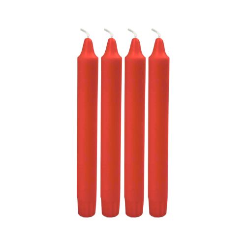 set of 4 Traditional and classic shape Taper Candles Red