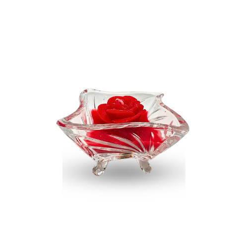 Tealight Glass Square shape scented candle RED rose