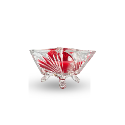 Tealight Glass Square shape scented candle RED rose