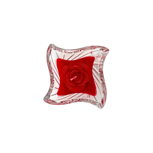 Tealight Glass Square shape scented candle RED rose