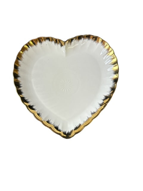 2 x Beauitful Gold Rim Heart Shape Serving Plate Dish  S-248