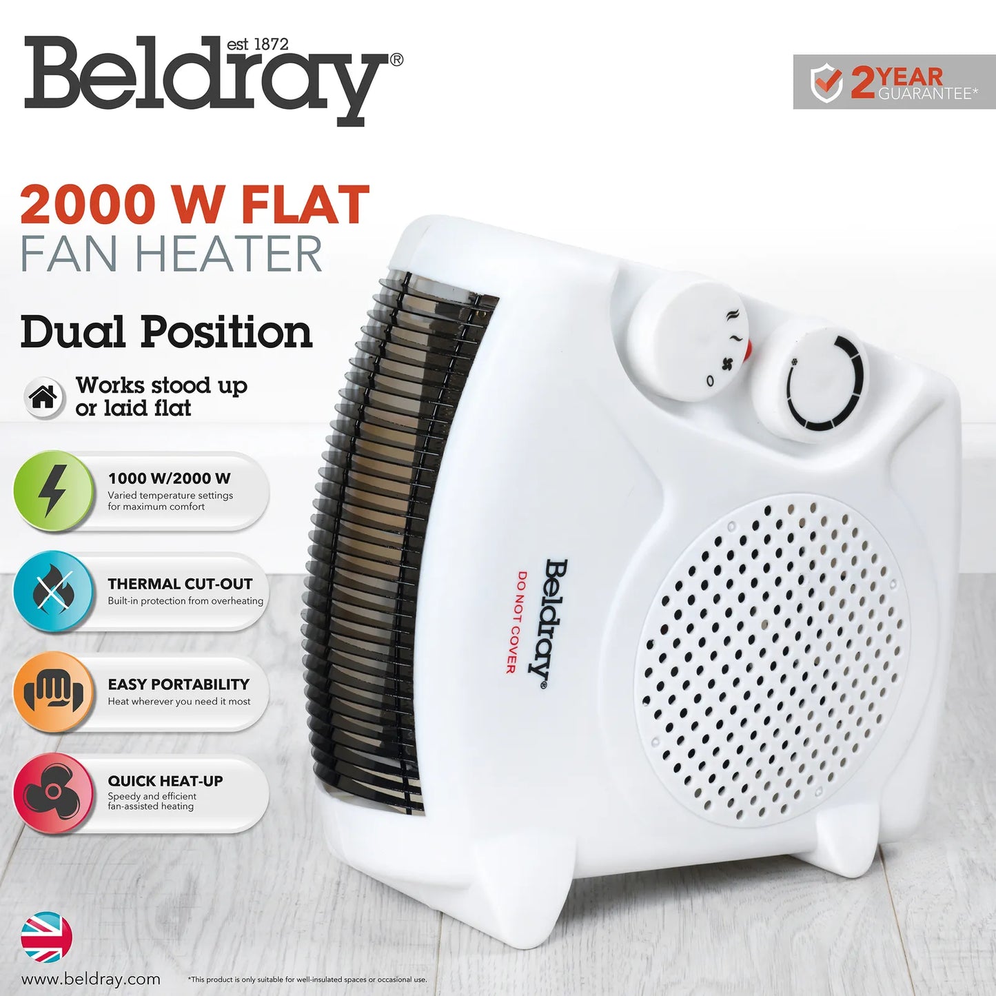 Beldray Electric Fan Heater – Portable with Cool Air Function