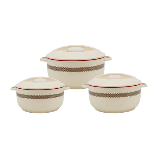 Asian Professional Celebrity Insulated Casserole Set (3 Pieces) with Lids – 1000ml, 1600ml, 2500ml (Beige)