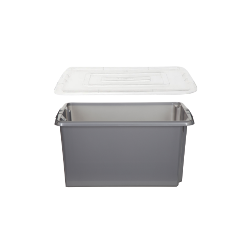 Whitefurze 5L Grey Plastic Mini Small Storage box With Clear Lid