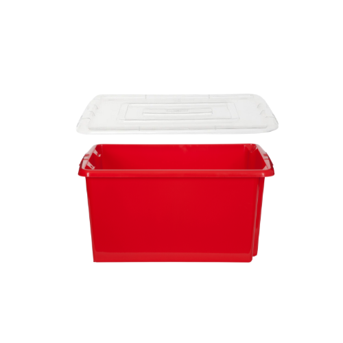 Whitefurze 5L Red Plastic Mini Small Storage box With Clear Lid