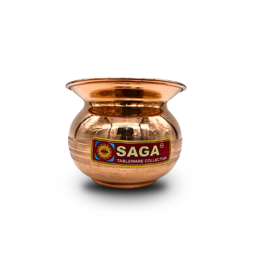 Saga Medium Wide Pure Ayurvedic Copper Lota for Health, Festivals, Puja, and Religious Ceremonies