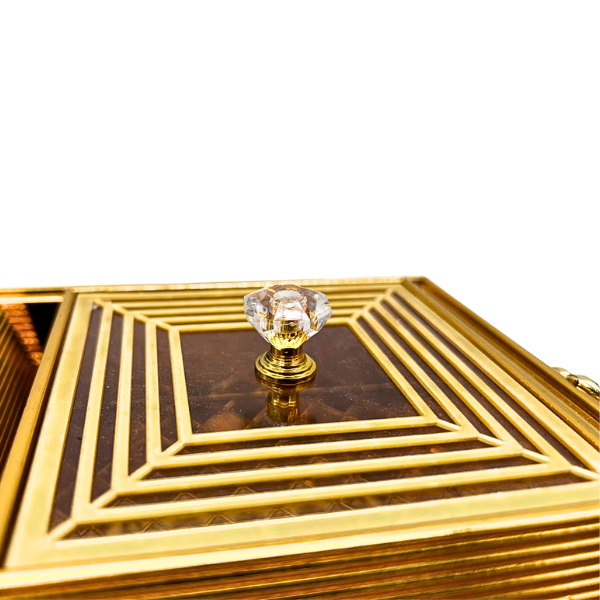 Gold Rectangle Platter Tray with 6 Compartments and Lids