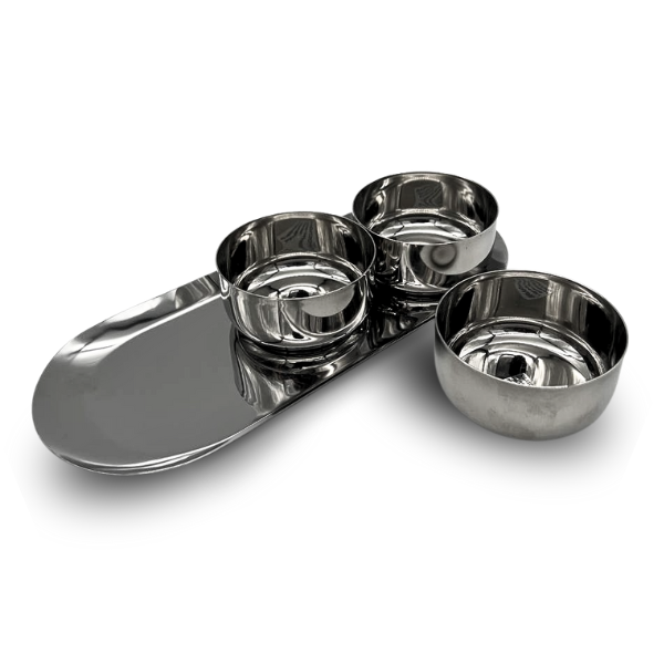 Set of 4 Stainless Steel Serving Relish Dishes