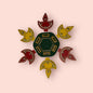 Decorative Colorful Metal Rangoli Pieces – Set of 3 Variants (Floral, Diya, Matki)