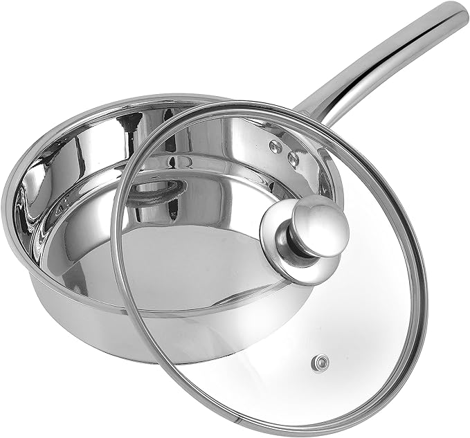 Vego Stainless Steel Fry Pan 22cm 2.6Ltr with Glass Lid