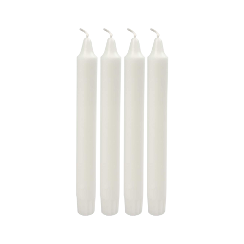 set of 4 Traditional and classic shape Taper Candles White