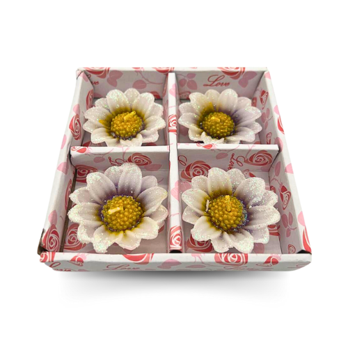 Set of 4 Beautiful Flower Shape White Candles