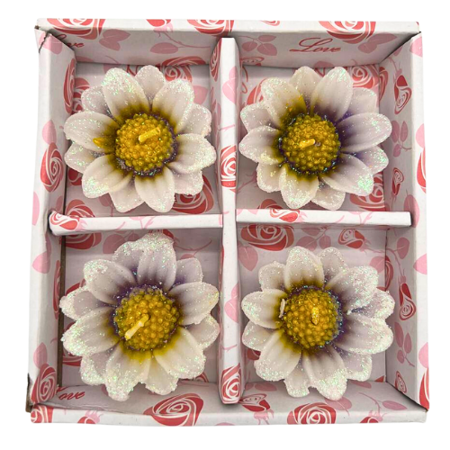 Set of 4 Beautiful Flower Shape White Candles