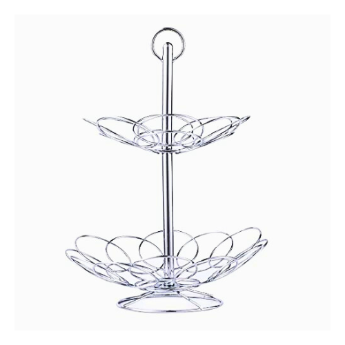 Royal Cuisine 2-Tier Silver Fruit and Vegetable Basket