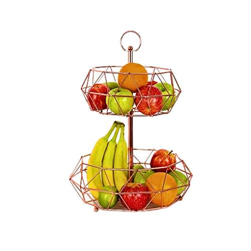 Royal Cuisine 2-Tier Rose Gold Fruit and Vegetable Basket