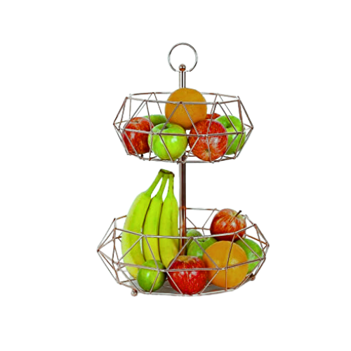 Royal Cuisine 2-Tier Silver Fruit and Vegetable Basket