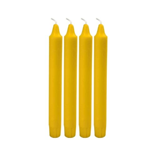 set of 4 Traditional and classic shape Taper Candles Yellow